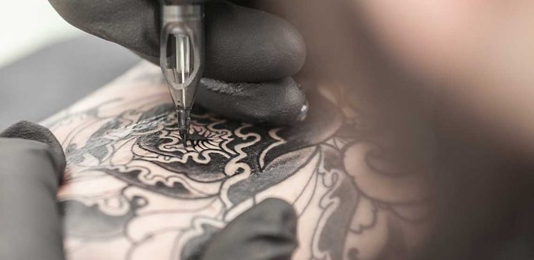 A tattoo being filled in.